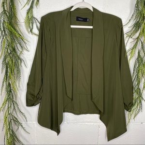 Perch by Blu Pepper Shawl Collar Blazer Olive 3X